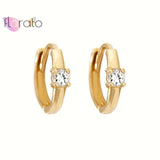 925 Silver Ear Needle Mini Zircon Hoop Earrings for Women