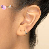 925 Silver Ear Needle Mini Zircon Hoop Earrings for Women