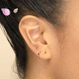 925 Silver Ear Needle Mini Zircon Hoop Earrings for Women