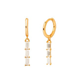 925 Silver Zircon Tassel Chain Hoop Earrings Party Stud Jewelry