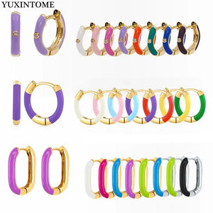 925 Silver Enamel Pepper Zircon Hoop Earrings