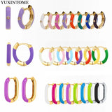 925 Silver Enamel Pepper Zircon Hoop Earrings