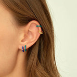 925 Silver Enamel Pepper Zircon Hoop Earrings