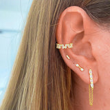 925 Silver Zircon Tassel Stud Earrings Party Huggie Jewelry
