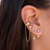 925 Silver Zircon Tassel Stud Earrings Party Huggie Jewelry