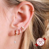 925 Silver Crystal Stud Earrings for Women Wedding
