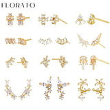 925 Silver Crystal Stud Earrings for Women Wedding