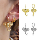 925 Silver Animal Elephant Butterfly Hoop Earrings