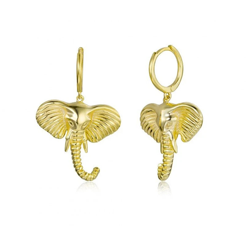 925 Silver Animal Elephant Butterfly Hoop Earrings