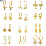 925 Silver Animal Elephant Butterfly Hoop Earrings