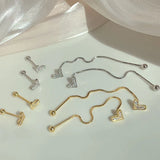 925 Silver Heart Tassel Earring Pave Crystal Stud Party Wedding Accessory