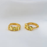 925 Silver Yellow Zircon Pendant Hoop Earrings Enamel Heart Wedding Jewelry