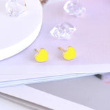 925 Silver Yellow Zircon Pendant Hoop Earrings Enamel Heart Wedding Jewelry