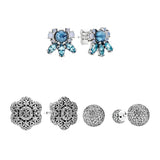 925 Silver Ear Piercing Stud Earrings Vintage Frost Love Magnolia Daisy