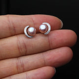 925 Sterling Silver Ear Pin Natural Pearl Earrings For Women