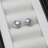925 Sterling Silver Ear Pin Natural Pearl Earrings For Women