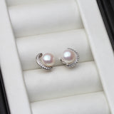 925 Sterling Silver Ear Pin Natural Pearl Earrings For Women