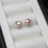 925 Sterling Silver Ear Pin Natural Pearl Earrings For Women