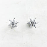 925 Silver Flower Ear Studs with Zircon Stones