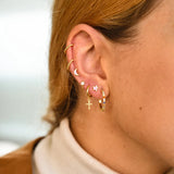 925 Silver Enamel Geometric Hoop Earrings Star/Lightning Wedding Jewelry