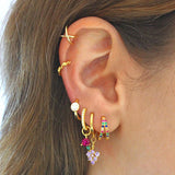 925 Silver Enamel Geometric Hoop Earrings Star/Lightning Wedding Jewelry