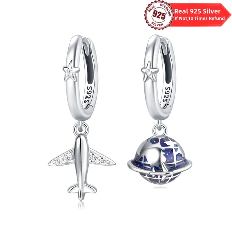 925 Silver Eardrop Sparkling Aircraft Wedding Earring