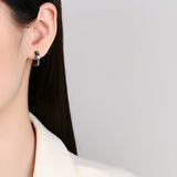925 Silver Earrings Retro Zircon Hoops for Women Engagement Party