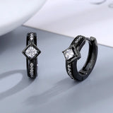 925 Silver Earring 3mm Square Zircon Hoop Earrings Women
