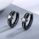 925 Silver Earring 3mm Square Zircon Hoop Earrings Women