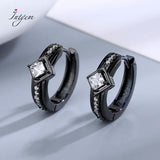 925 Silver Earrings Retro Zircon Hoops for Women Engagement Party