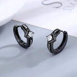 925 Silver Earring 3mm Square Zircon Hoop Earrings Women