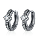 925 Silver Earrings Retro Zircon Hoops for Women Engagement Party