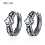 925 Silver Earring 3mm Square Zircon Hoop Earrings Women