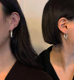 925 Silver Big Knotted Hoop Earring 18k Ear Buckle Fine Jewelry