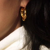 925 Silver Big Knotted Hoop Earring 18k Ear Buckle Fine Jewelry