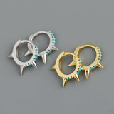 925 Silver Earrings Zircon Punk Style Geometric Ear Bone Buckle