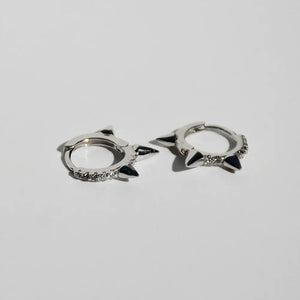 925 Silver Earrings Zircon Punk Style Geometric Ear Bone Buckle