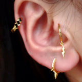 925 Silver Earrings Zircon Punk Style Geometric Ear Bone Buckle