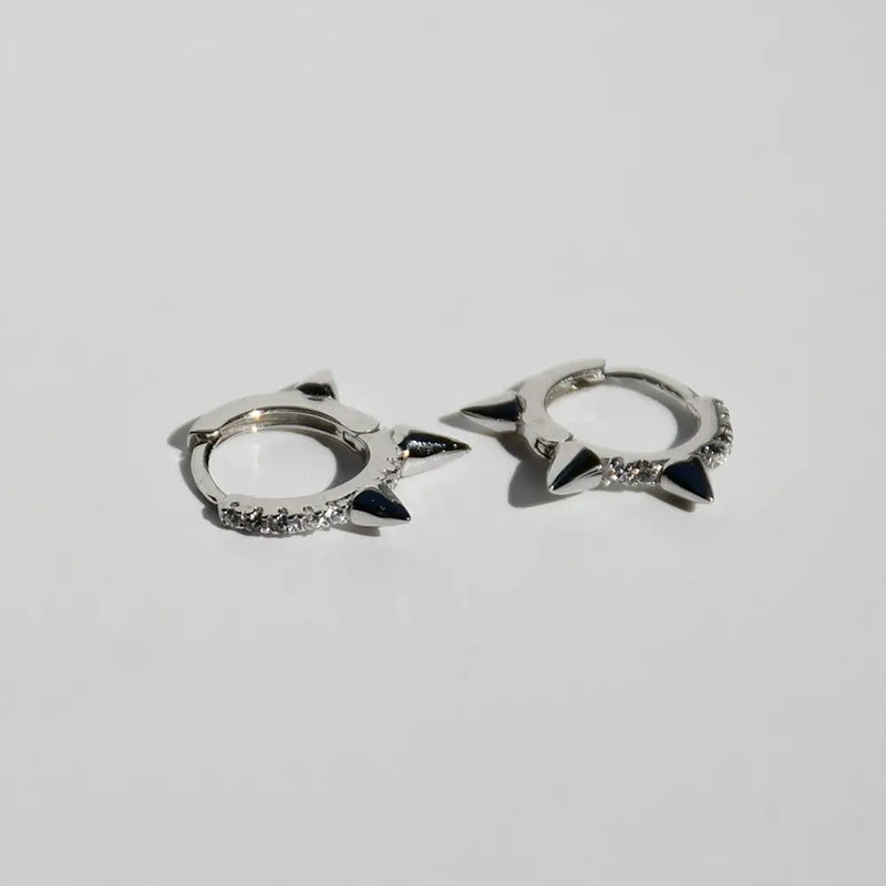 925 Silver Earrings Zircon Punk Style Geometric Ear Bone Buckle