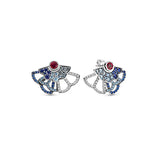 925 Silver Pink Fan Statement Stud Earrings Wedding Party Jewelry
