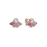 925 Silver Pink Fan Statement Stud Earrings Wedding Party Jewelry