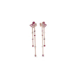 925 Silver Pink Fan Statement Stud Earrings Wedding Party Jewelry
