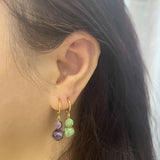 925 Silver Earring Enamel Zircon Heart Eye Drop Retro Woman Ear Jewelry
