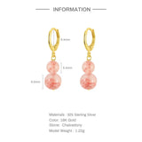 925 Silver Earring Enamel Zircon Heart Eye Drop Retro Woman Ear Jewelry