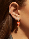 925 Silver Earring Enamel Zircon Heart Eye Drop Retro Woman Ear Jewelry