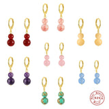 925 Silver Earring Enamel Zircon Heart Eye Drop Retro Woman Ear Jewelry