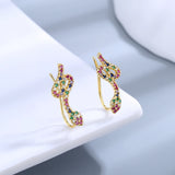 925 Silver Zircon Snake Shape Hoop Earrings Circle Jewelry Gift