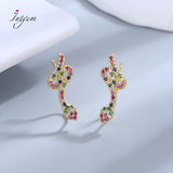 925 Silver Zircon Snake Shape Hoop Earrings Circle Jewelry Gift