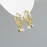925 Silver Earring Zircon Butterfly/Bead Short Pendant Drop