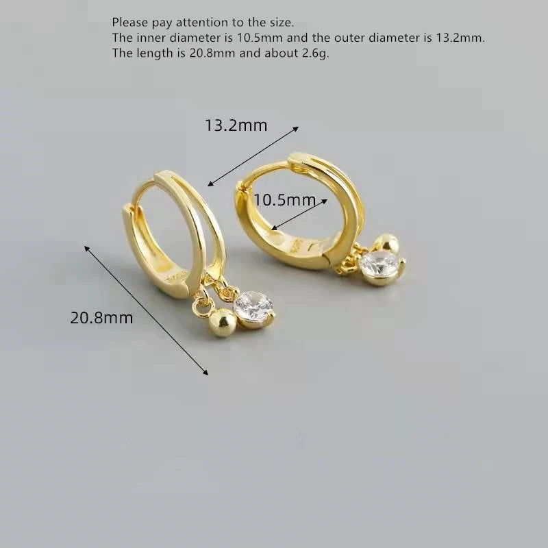 925 Silver Earring Zircon Butterfly/Bead Short Pendant Drop